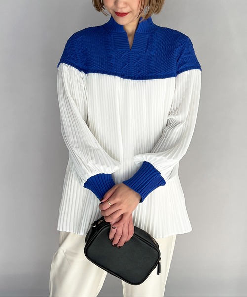 【セール】ケーブルニット切替プリーツプルオーバー（その他トップス）｜PICCIN（ピッチン）