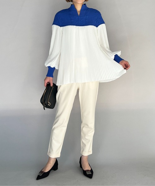 【セール】ケーブルニット切替プリーツプルオーバー（その他トップス）｜PICCIN（ピッチン）