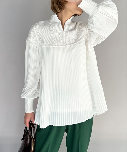 【セール】ケーブルニット切替プリーツプルオーバー（その他トップス）｜PICCIN（ピッチン）