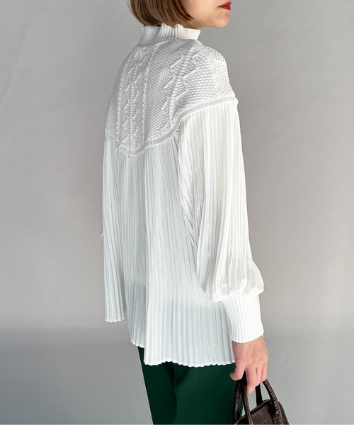 【セール】ケーブルニット切替プリーツプルオーバー（その他トップス）｜PICCIN（ピッチン）