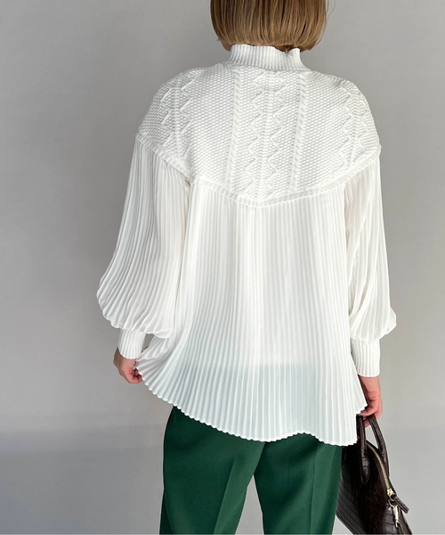 【セール】ケーブルニット切替プリーツプルオーバー（その他トップス）｜PICCIN（ピッチン）