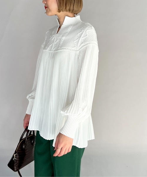 【セール】ケーブルニット切替プリーツプルオーバー（その他トップス）｜PICCIN（ピッチン）