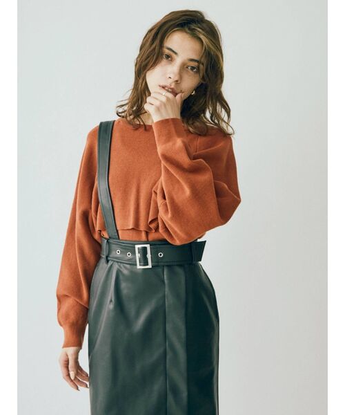 EVRIS(エヴリス)の「アシメレザーライクミディスカート(スカート・レディース・アイボリー/ブラック・SMALL/MEDIUM)」の3枚目の写真