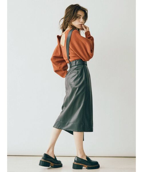 EVRIS(エヴリス)の「アシメレザーライクミディスカート(スカート・レディース・アイボリー/ブラック・SMALL/MEDIUM)」の8枚目の写真