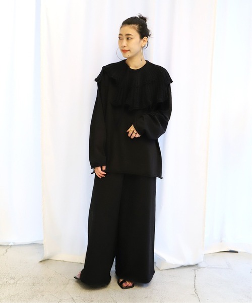 CITYSHOP（シティーショップ）の「CROCHET COLLAR L/Tシャツ（Tシャツ/カットソー・レディース・ホワイト/ブラック・FREE）」の5枚目の写真