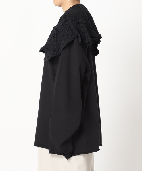 CITYSHOP（シティーショップ）の「CROCHET COLLAR L/Tシャツ（Tシャツ/カットソー・レディース・ホワイト/ブラック・FREE）」の3枚目の写真