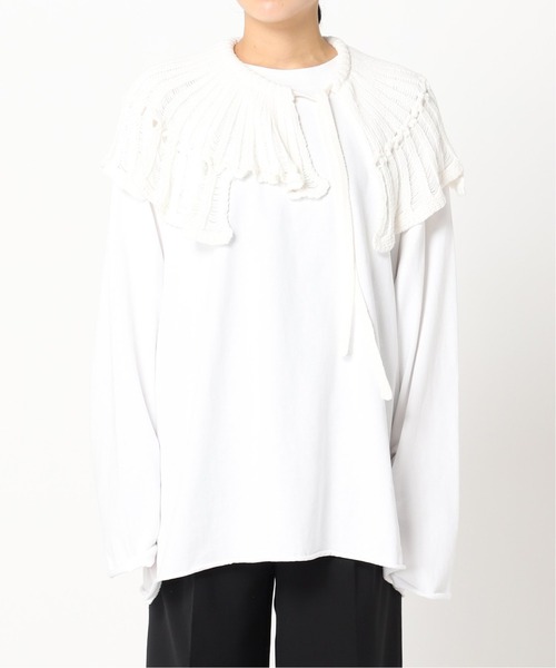 CITYSHOP（シティーショップ）の「CROCHET COLLAR L/Tシャツ（Tシャツ/カットソー・レディース・ホワイト/ブラック・FREE）」の7枚目の写真