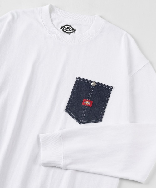 Dickies（ディッキーズ）の「【Dickies/ディッキーズ】デニムポケット ロゴワッペン スウェット（スウェット・メンズ・ホワイト/ブラック/ブルーグリーン/グレイッシュベージュ・M/L/XL）」の2枚目の写真
