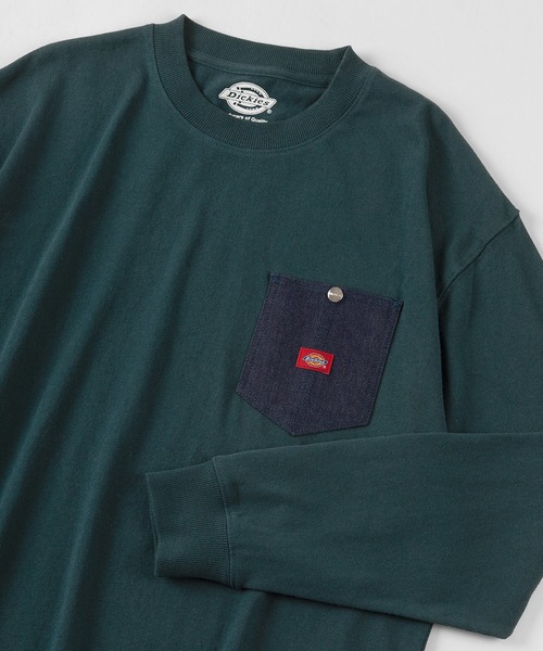 Dickies（ディッキーズ）の「【Dickies/ディッキーズ】デニムポケット ロゴワッペン スウェット（スウェット・メンズ・ホワイト/ブラック/ブルーグリーン/グレイッシュベージュ・M/L/XL）」の4枚目の写真