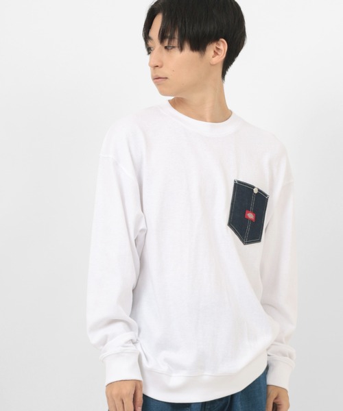 Dickies（ディッキーズ）の「【Dickies/ディッキーズ】デニムポケット ロゴワッペン スウェット（スウェット・メンズ・ホワイト/ブラック/ブルーグリーン/グレイッシュベージュ・M/L/XL）」の5枚目の写真