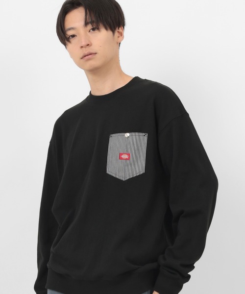 Dickies（ディッキーズ）の「【Dickies/ディッキーズ】デニムポケット ロゴワッペン スウェット（スウェット・メンズ・ホワイト/ブラック/ブルーグリーン/グレイッシュベージュ・M/L/XL）」の6枚目の写真