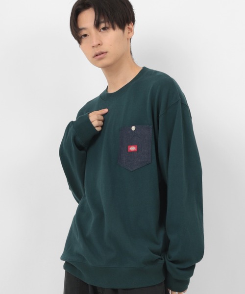 Dickies（ディッキーズ）の「【Dickies/ディッキーズ】デニムポケット ロゴワッペン スウェット（スウェット・メンズ・ホワイト/ブラック/ブルーグリーン/グレイッシュベージュ・M/L/XL）」の8枚目の写真