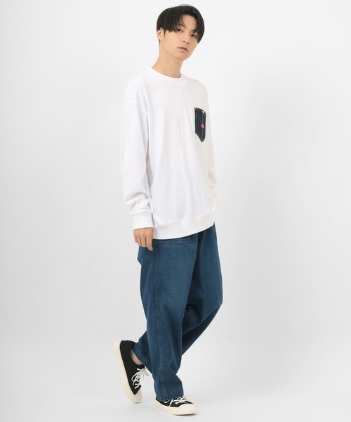 Dickies（ディッキーズ）の「【Dickies/ディッキーズ】デニムポケット ロゴワッペン スウェット（スウェット・メンズ・ホワイト/ブラック/ブルーグリーン/グレイッシュベージュ・M/L/XL）」の17枚目の写真