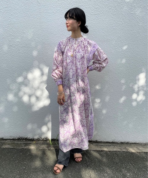 NE QUITTEZ PAS!(ヌキテパ)の「【WEB限定】(ne Quittez pas)コットンボビープリントドレス(ワンピース・レディース・チャコールグレー/パープル・FREE)」の3枚目の写真