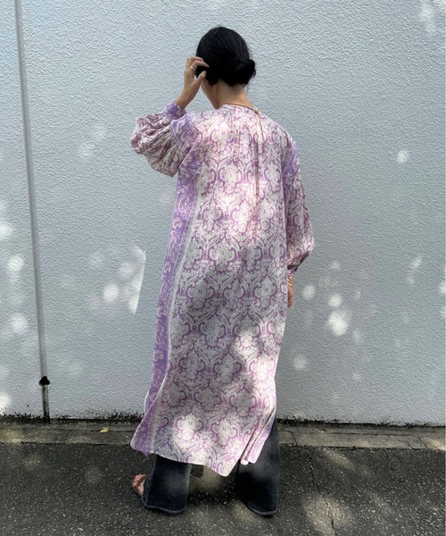 NE QUITTEZ PAS!(ヌキテパ)の「【WEB限定】(ne Quittez pas)コットンボビープリントドレス(ワンピース・レディース・チャコールグレー/パープル・FREE)」の7枚目の写真