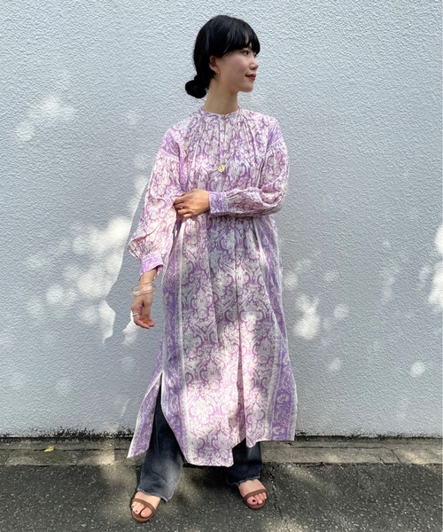NE QUITTEZ PAS!(ヌキテパ)の「【WEB限定】(ne Quittez pas)コットンボビープリントドレス(ワンピース・レディース・チャコールグレー/パープル・FREE)」の4枚目の写真