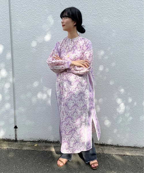 NE QUITTEZ PAS!(ヌキテパ)の「【WEB限定】(ne Quittez pas)コットンボビープリントドレス(ワンピース・レディース・チャコールグレー/パープル・FREE)」の5枚目の写真