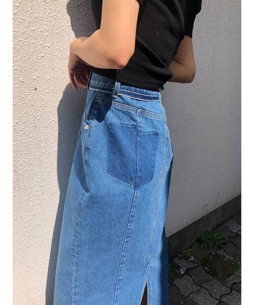 EMODA（エモダ）の「スイッチングデニムマキシスカート（デニムスカート・レディース・ブラック/ブルー・MEDIUM/SMALL）」の6枚目の写真