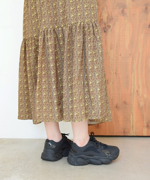 NOFALL（ノーフォール）の「デザインボリュームソールレースアップダッドスニーカー（スニーカー・レディース・ブラック/ベージュ・LL/3L/S/M/L）」の21枚目の写真