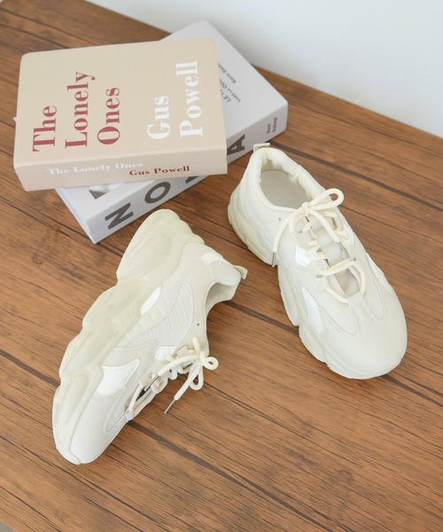 NOFALL（ノーフォール）の「デザインボリュームソールレースアップダッドスニーカー（スニーカー・レディース・ブラック/ベージュ・LL/3L/S/M/L）」の9枚目の写真