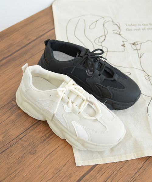 NOFALL（ノーフォール）の「デザインボリュームソールレースアップダッドスニーカー（スニーカー・レディース・ブラック/ベージュ・LL/3L/S/M/L）」の11枚目の写真
