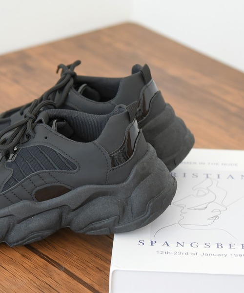 NOFALL（ノーフォール）の「デザインボリュームソールレースアップダッドスニーカー（スニーカー・レディース・ブラック/ベージュ・LL/3L/S/M/L）」の13枚目の写真