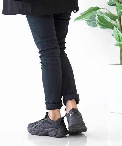 NOFALL（ノーフォール）の「デザインボリュームソールレースアップダッドスニーカー（スニーカー・レディース・ブラック/ベージュ・LL/3L/S/M/L）」の7枚目の写真