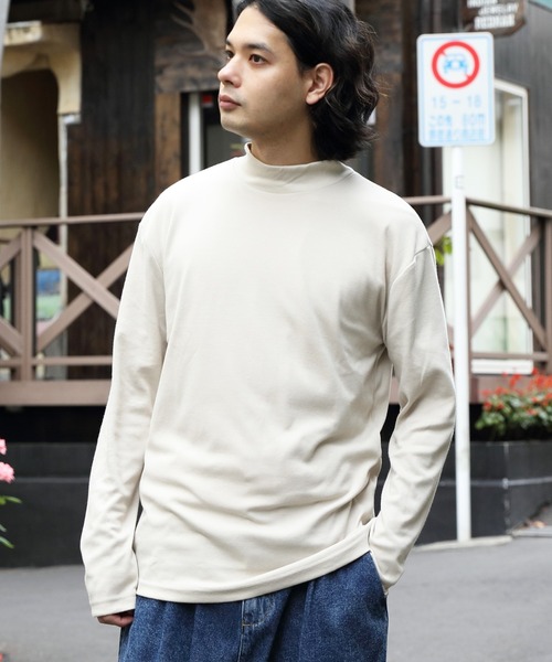 ８(eight)（エイト）の「スムースハイネック（Tシャツ/カットソー・メンズ・オフホワイト/ブラック/グレー/ワインレッド/ベージュ/グレイッシュベージュ・MEDIUM/LARGE/X-LARGE）」の2枚目の写真