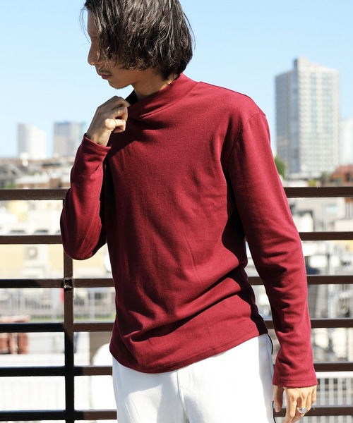 ８(eight)（エイト）の「スムースハイネック（Tシャツ/カットソー・メンズ・オフホワイト/ブラック/グレー/ワインレッド/ベージュ/グレイッシュベージュ・MEDIUM/LARGE/X-LARGE）」の6枚目の写真