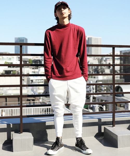 ８(eight)（エイト）の「スムースハイネック（Tシャツ/カットソー・メンズ・オフホワイト/ブラック/グレー/ワインレッド/ベージュ/グレイッシュベージュ・MEDIUM/LARGE/X-LARGE）」の17枚目の写真