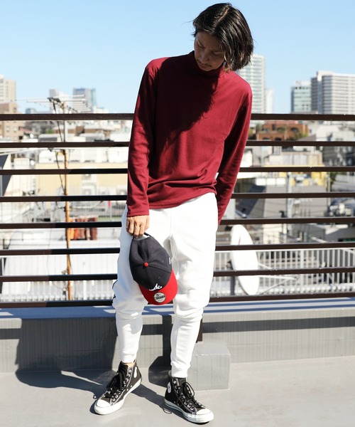 ８(eight)（エイト）の「スムースハイネック（Tシャツ/カットソー・メンズ・オフホワイト/ブラック/グレー/ワインレッド/ベージュ/グレイッシュベージュ・MEDIUM/LARGE/X-LARGE）」の12枚目の写真