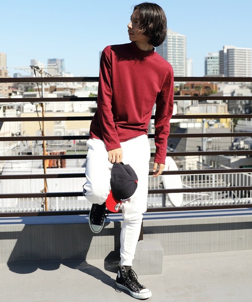 ８(eight)（エイト）の「スムースハイネック（Tシャツ/カットソー・メンズ・オフホワイト/ブラック/グレー/ワインレッド/ベージュ/グレイッシュベージュ・MEDIUM/LARGE/X-LARGE）」の11枚目の写真