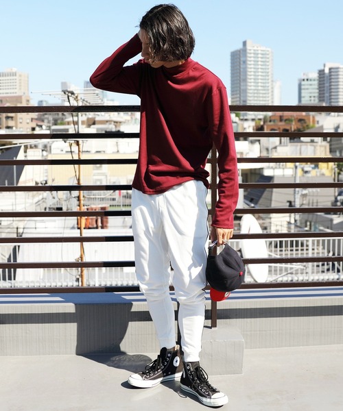 ８(eight)（エイト）の「スムースハイネック（Tシャツ/カットソー・メンズ・オフホワイト/ブラック/グレー/ワインレッド/ベージュ/グレイッシュベージュ・MEDIUM/LARGE/X-LARGE）」の10枚目の写真