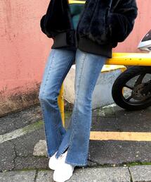 INGNI | ハイウエストフロントスリットフレアパンツ(デニムパンツ)