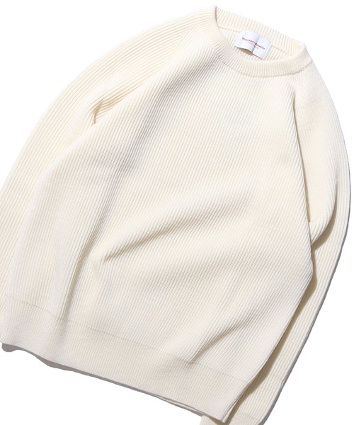 Vincent et Mireille（バンソンエミレイユ）の「Vincent et Mireille/バンソンエミレイユ 8GG AZE CREW NECK SWEATER ニット セーター ウール 畦編（ニット/セーター・メンズ・ホワイト/ブラック/カーキブラウン/スミクロ・40/42）」の2枚目の写真