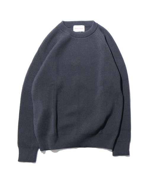 Vincent et Mireille（バンソンエミレイユ）の「Vincent et Mireille/バンソンエミレイユ 8GG AZE CREW NECK SWEATER ニット セーター ウール 畦編（ニット/セーター・メンズ・ホワイト/ブラック/カーキブラウン/スミクロ・40/42）」の4枚目の写真