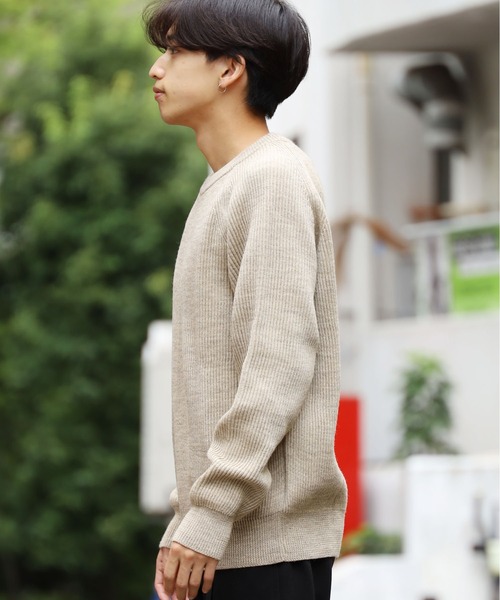 Vincent et Mireille（バンソンエミレイユ）の「Vincent et Mireille/バンソンエミレイユ 8GG AZE CREW NECK SWEATER ニット セーター ウール 畦編（ニット/セーター・メンズ・ホワイト/ブラック/カーキブラウン/スミクロ・40/42）」の16枚目の写真