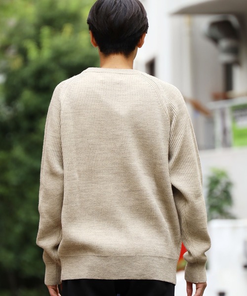 Vincent et Mireille（バンソンエミレイユ）の「Vincent et Mireille/バンソンエミレイユ 8GG AZE CREW NECK SWEATER ニット セーター ウール 畦編（ニット/セーター・メンズ・ホワイト/ブラック/カーキブラウン/スミクロ・40/42）」の9枚目の写真