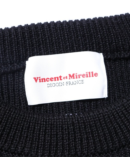 Vincent et Mireille（バンソンエミレイユ）の「Vincent et Mireille/バンソンエミレイユ 8GG AZE CREW NECK SWEATER ニット セーター ウール 畦編（ニット/セーター・メンズ・ホワイト/ブラック/カーキブラウン/スミクロ・40/42）」の7枚目の写真