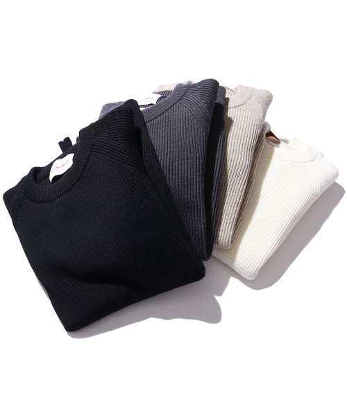 Vincent et Mireille（バンソンエミレイユ）の「Vincent et Mireille/バンソンエミレイユ 8GG AZE CREW NECK SWEATER ニット セーター ウール 畦編（ニット/セーター・メンズ・ホワイト/ブラック/カーキブラウン/スミクロ・40/42）」の8枚目の写真