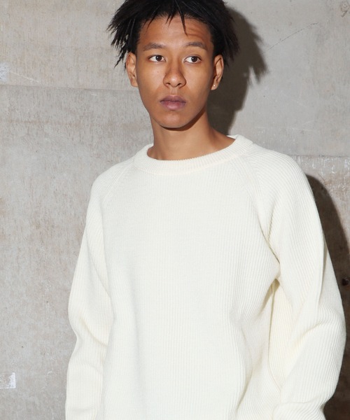 Vincent et Mireille（バンソンエミレイユ）の「Vincent et Mireille/バンソンエミレイユ 8GG AZE CREW NECK SWEATER ニット セーター ウール 畦編（ニット/セーター・メンズ・ホワイト/ブラック/カーキブラウン/スミクロ・40/42）」の21枚目の写真