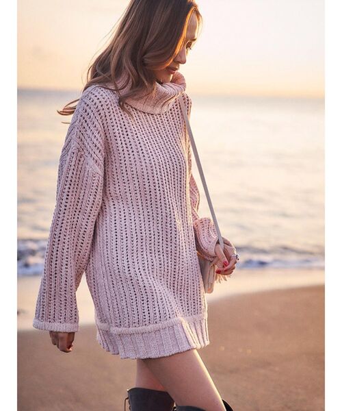 To the sea(トゥーザシー)の「モールミックスロングニットトップス(ニット/セーター・レディース・アイボリー/チャコールグレー・FREE)」の11枚目の写真