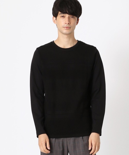 COMME CA ISM(コムサイズム)の「ニット×カットソー コンビTシャツ(Tシャツ/カットソー・メンズ・ホワイト/ブラック・MEDIUM/LARGE)」の1枚目の写真