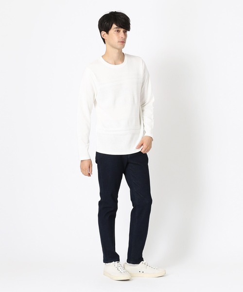 COMME CA ISM(コムサイズム)の「ニット×カットソー コンビTシャツ(Tシャツ/カットソー・メンズ・ホワイト/ブラック・MEDIUM/LARGE)」の3枚目の写真