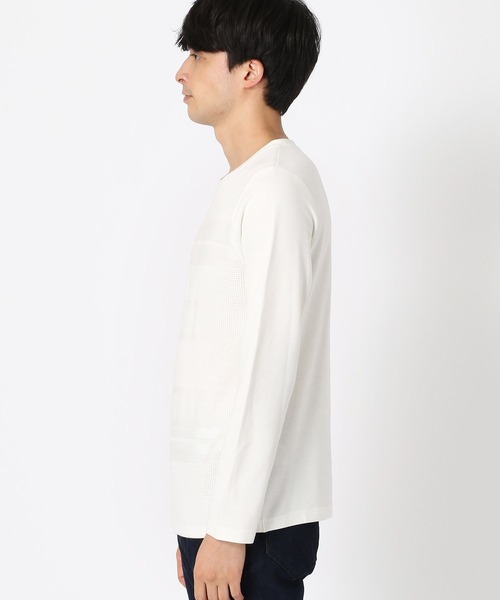 COMME CA ISM(コムサイズム)の「ニット×カットソー コンビTシャツ(Tシャツ/カットソー・メンズ・ホワイト/ブラック・MEDIUM/LARGE)」の6枚目の写真