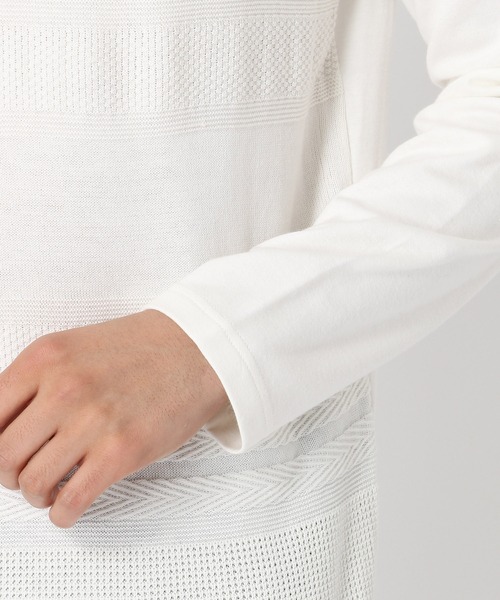 COMME CA ISM(コムサイズム)の「ニット×カットソー コンビTシャツ(Tシャツ/カットソー・メンズ・ホワイト/ブラック・MEDIUM/LARGE)」の9枚目の写真