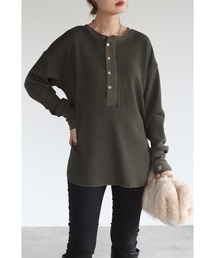 Bonjour Sagan | 【2021-2022 A/W 新作】前後2WAYワッフル刺繍カットソー(Tシャツ/カットソー)