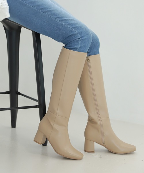 LAKOLE(ラコレ)の「フェイクレザーロングブーツ / 238692(ブーツ・レディース・ブラック/サンドベージュ・LARGE/MEDIUM)」の15枚目の写真