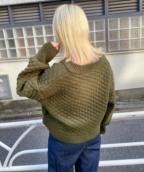 Ciaopanic - チャオパニック　キルトニットZIPカーディガン　ブラック CIAOPANIC（チャオパニック）の「キルトニットZIPカーディガン