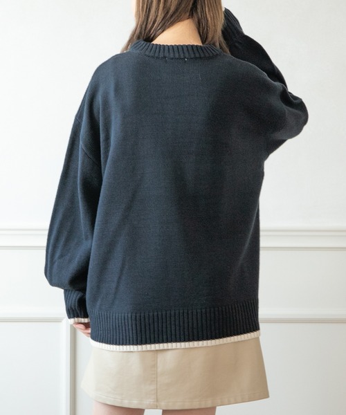 PairPair（ペアペア）の「インターシャロゴニット(ユニセックス)（ニット/セーター・レディース・ネイビー/グリーン/ボルドー/マスタード・MEDIUM/LARGE）」の11枚目の写真